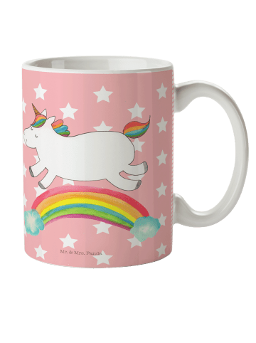 Mr. & Mrs. Panda Kindertasse Einhorn Regenbogen ohne Spruch in Rot Pastell