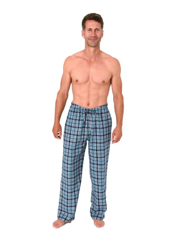 NORMANN Lange Schlafanzug Pyjama Flanell Hose kariert - 88096 in marine