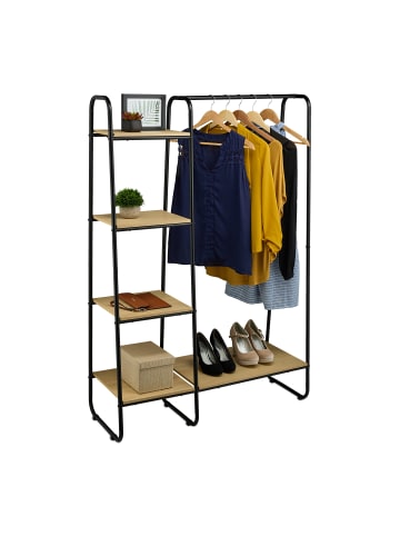 relaxdays Garderobe in Schwarz/ Natur - (B)100 x (H)150 x (T)41 cm