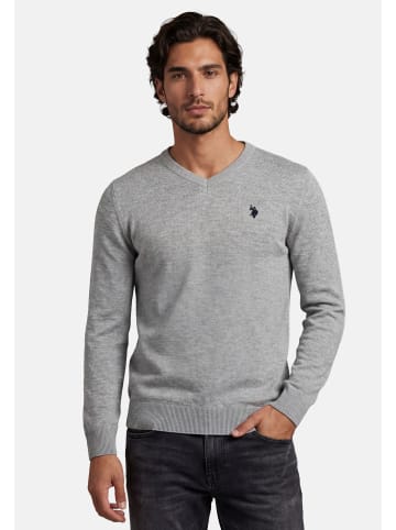 U.S. Polo Assn. Pullover USPhil – Herren V-Neck Classic Fit mit Logo-Stickerei in Grau-Navy