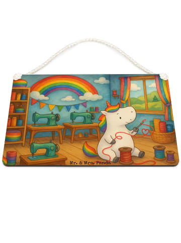 Mr. & Mrs. Panda holzbild Einhorn Näherin Design ohne Spruch in Weiß