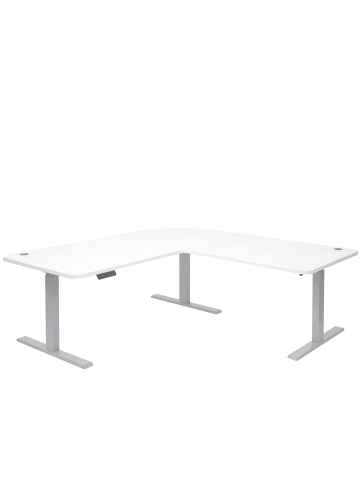 MCW Eck-Schreibtisch D40, Weiß, grau