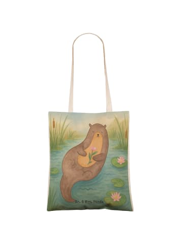 Mr. & Mrs. Panda shopping bag Otter Seerose Design ohne Spruch in Weiß