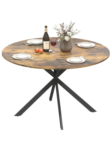 HOMCOM Esstisch in Rustikal Braun 120L x 120B x 75H cm