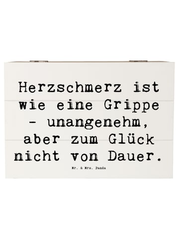 Mr. & Mrs. Panda Holzkiste Spruch Herzschmerz Grippe mit Spruch in Weiß
