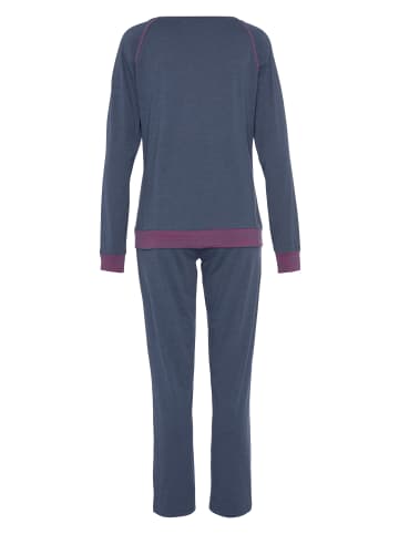 VIVANCE DREAMS Pyjama in jeansblau/neon-pink