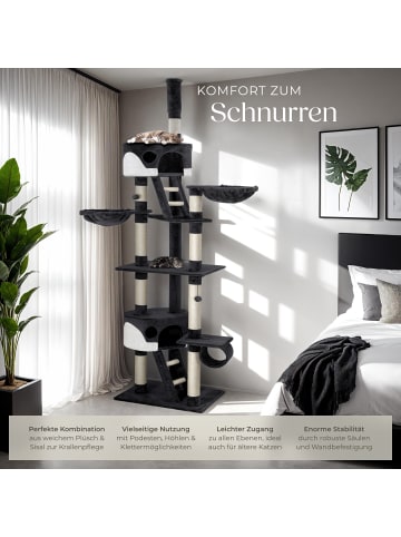 tectake Katzenbaum Hansi 260 cm - Diverse Farben - Schwarz-Weiß