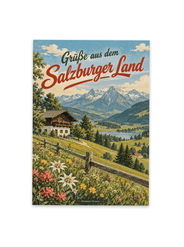 Postkarte Landschaft nostalgisch Design mit Spruch in Weiß