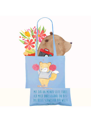 Mr. & Mrs. Panda Baumwolltasche Beste Schwester mit Spruch in Sky Blue