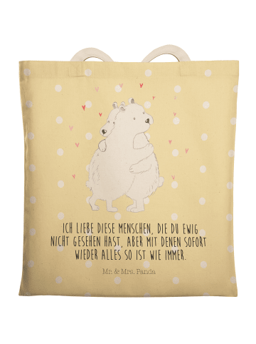 Mr. & Mrs. Panda Tasche Eisbär Umarmen mit Spruch in Gelb Pastell