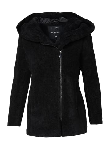KOROSHI Short coat women hood in SCHWARZ