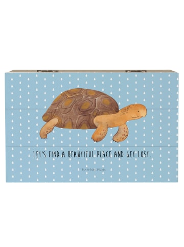 Mr. & Mrs. Panda truhe holz Schildkröte MHerzieren mit Spruch in Blau Pastell