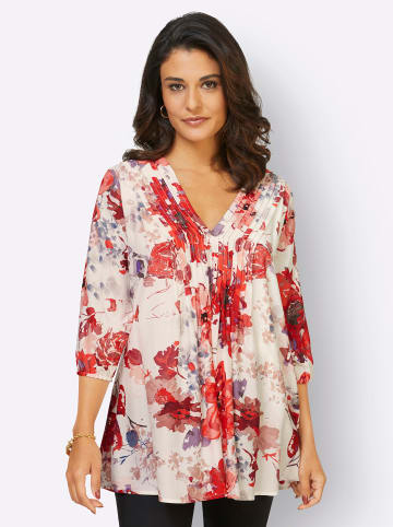 creation L Bluse in weiß-erdbeere-bedruckt