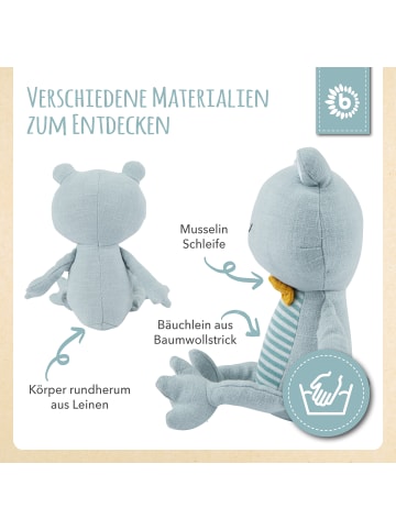Bieco Spielwaren Kuscheltier aus Leinen & Musselin Frosch - ab Geburt in Blau