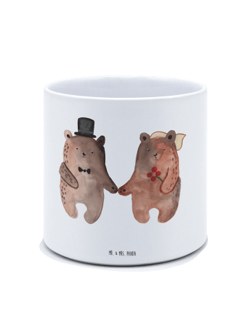 Mr. & Mrs. Panda XL Blumentopf Bär Heirat ohne Spruch in Weiß
