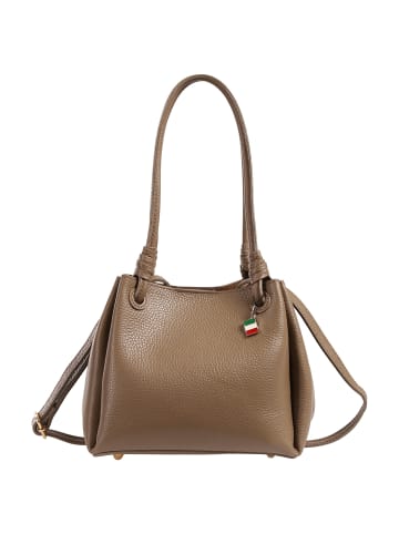 Florence Florence Schultertasche Leder dunkelbeige, taupe ca. 22cm