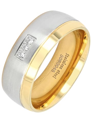 Adeliás Damen Ring aus Edelstahl mit Strass Steinchen in silber