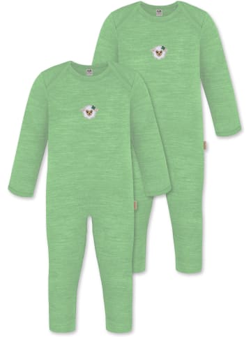 Normani Outdoor Sports Normani Outdoor Sports 2er Pack Baby Merino Strampler „Waverly" in Grün