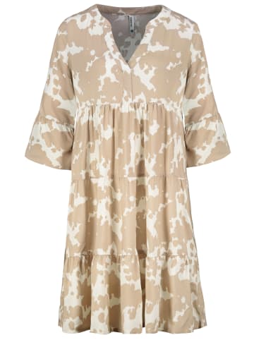 Sublevel Gemusterte Tunikabluse mit Rüschenärmeln und Volants in Braun-2