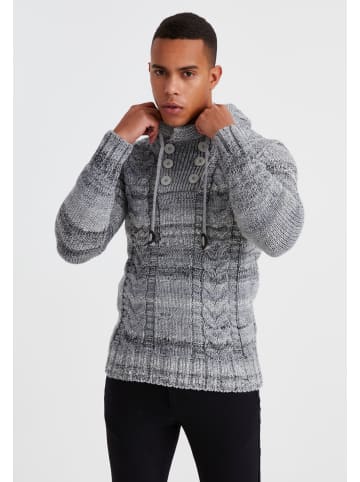 Leif Nelson Herren Strickpullover Pullover mit Kapuze in grau