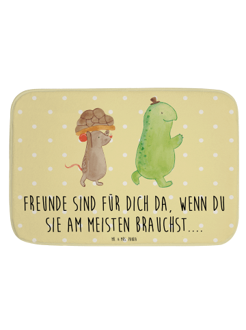 Mr. & Mrs. Panda duschmatten Schildkröte Maus mit Spruch in Gelb Pastell
