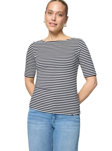 Zero  Basic Shirt mit U-Boot-Ausschnitt in Cream/Dark Blue