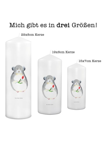 Mr. & Mrs. Panda Wachskerze Chinchilla Blume ohne Spruch in Weiß