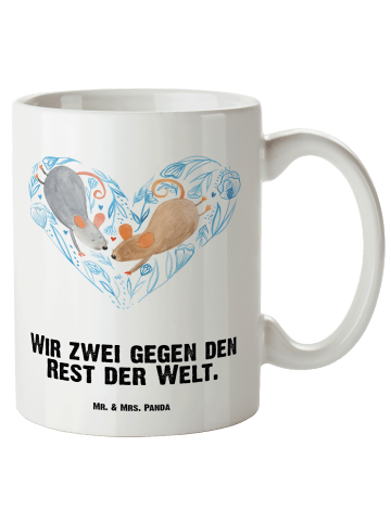 Mr. & Mrs. Panda XL Tasse Mäuse Herz mit Spruch in Weiß