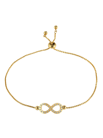 Adeliás Damen Armband – Unendlichkeitszeichen aus Edelstahl mit Perle 24 cm in gold