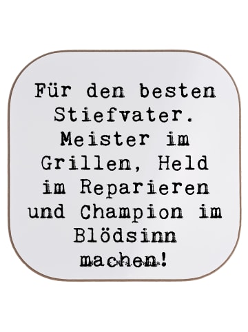 Mr. & Mrs. Panda Untersetzer Bester Stiefvater mit Spruch in Weiß