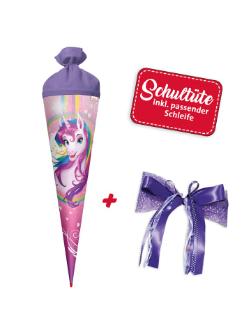 ROTH Set Schultüte groß Einhorn-Portrait 70 cm mit LED-Schleife in Bunt