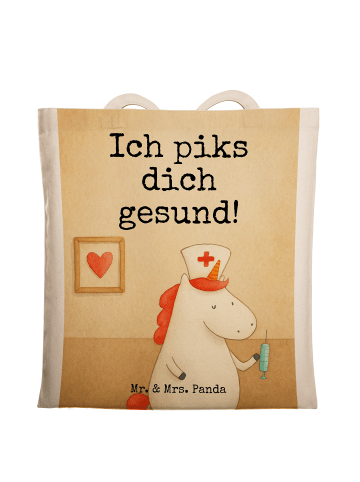 Mr. & Mrs. Panda Tragetasche Einhorn Krankenschwester Design mit... in Weiß