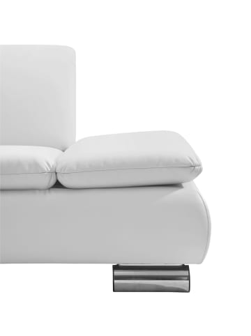 58 aufm Kessel ECKSOFA mit Ottomane links Kaye Bezug Kunstleder Metallfuß verchromt / weiß