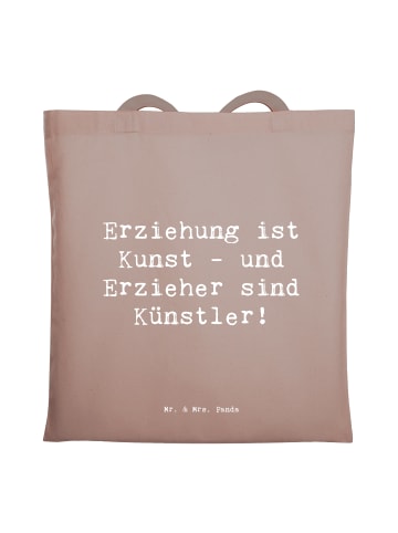 Mr. & Mrs. Panda Tote Bag Spruch Erzieher Künstler mit Spruch in Braun Pastell