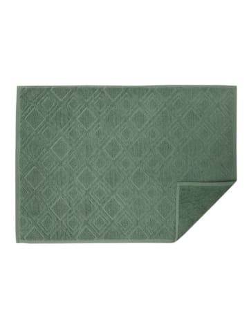 Framsohn 2er Set: Zwirnfrottier Badeteppich "MOSAIK" in Olive -(L) 70 x (50) cm