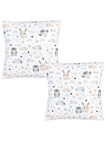 TupTam Kinder Kissenbezug mit Hotelverschluss 2er Set in beige/grau