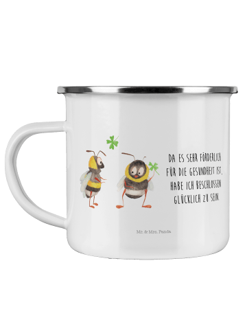 Mr. & Mrs. Panda Tasse Hummeln Kleeblatt mit Spruch in Weiß