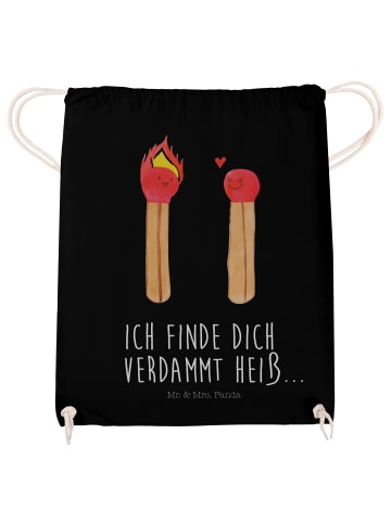 Mr. & Mrs. Panda Sportbeutel Streichhölzer mit Spruch in Schwarz