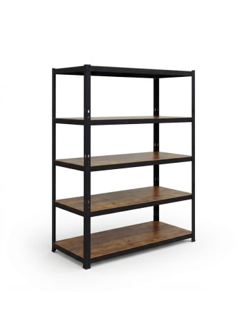 relaxdays Schwerlastregal in Schwarz/Braun - (B)120 x (H)200 x (T)60 cm