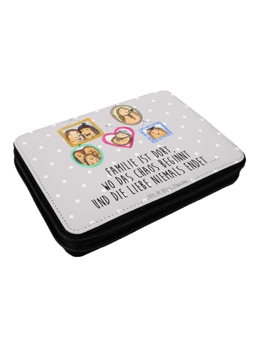 Mr. & Mrs. Panda Etui Igel Familie mit Spruch in Grau Pastell