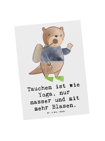 Mr. & Mrs. Panda Postkarte Tauchen Yoga mit Spruch in Weiß