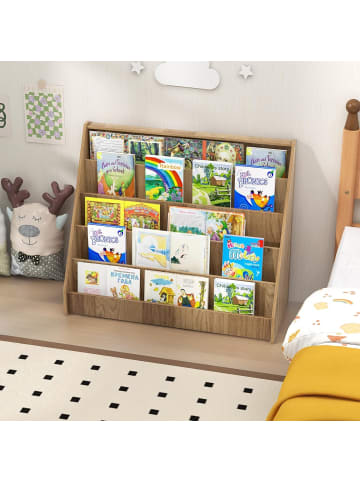 COSTWAY Kinderregal mit 5 Fächern in Hellbraun