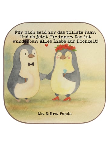 Mr. & Mrs. Panda Tassenuntersetzer Hochzeit Pinguin Design mit S... in Weiß
