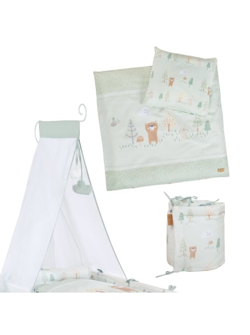 roba Babywiege Woodland Buddies + Rollen, textiler Ausstattung + Matratze