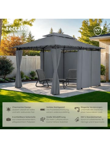 tectake Gartenpavillon Emine inklusive Spannseilen und Heringen, anthrazit