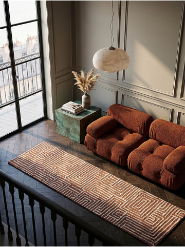 KADIMA DESIGN Teppich Kurzflor Strapazierfähig ARLEN Labyrinth Muster Modern in Terrakotta