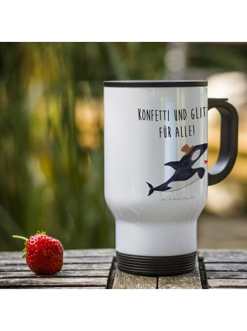 Mr. & Mrs. Panda To-Go-Becher Orca Zylinder mit Spruch in Weiß