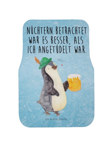 Mr. & Mrs. Panda Fahrer Autofußmatte Pinguin Bier mit Spruch in Eisblau