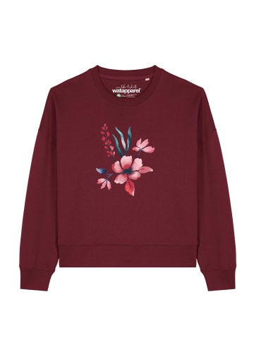 wat? Apparel Sweatshirt Blume in Wasserfarbe 01 in Weinrot