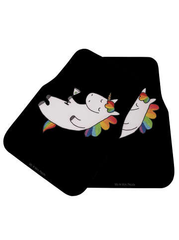 Mr. & Mrs. Panda Fußmatte Auto Einhorn Blümchentail ohne Spruch in Schwarz